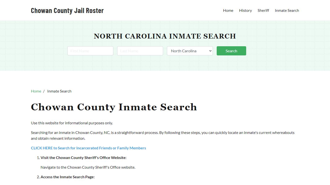 Chowan County, NC Detainee Lookup