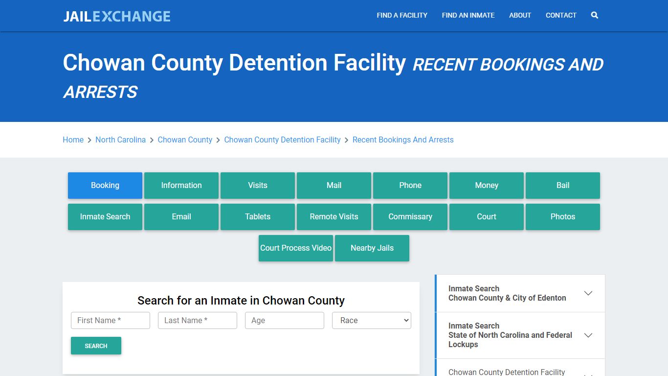 Chowan County Detention Facility Recent Bookings And Arrests