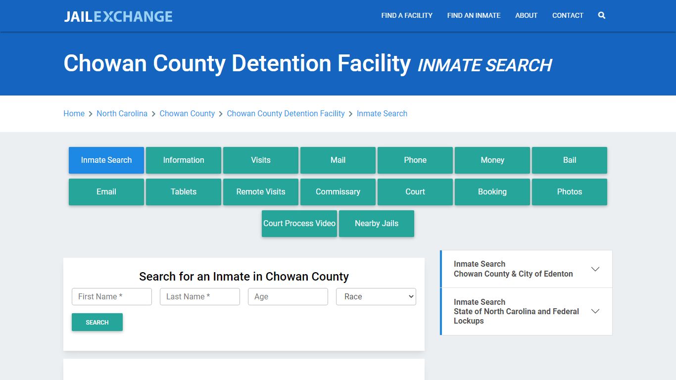 Chowan County Detention Facility Inmate Search - Jail Exchange